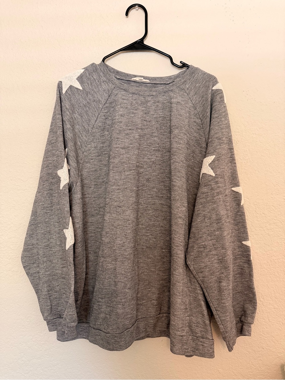 Easel Los Angeles Cotton Blend Sweater with Raised Star Detail